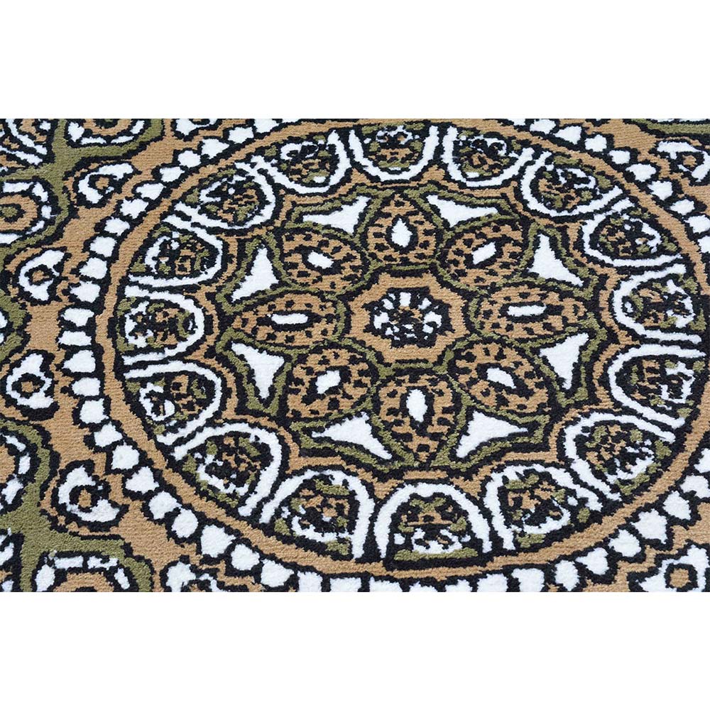 Rugs, (Presto), ICKC418C5X5, Green, Grey and Gold Round Ethnic Polyester Carpet, Rugs -VT-15999-60X60inches