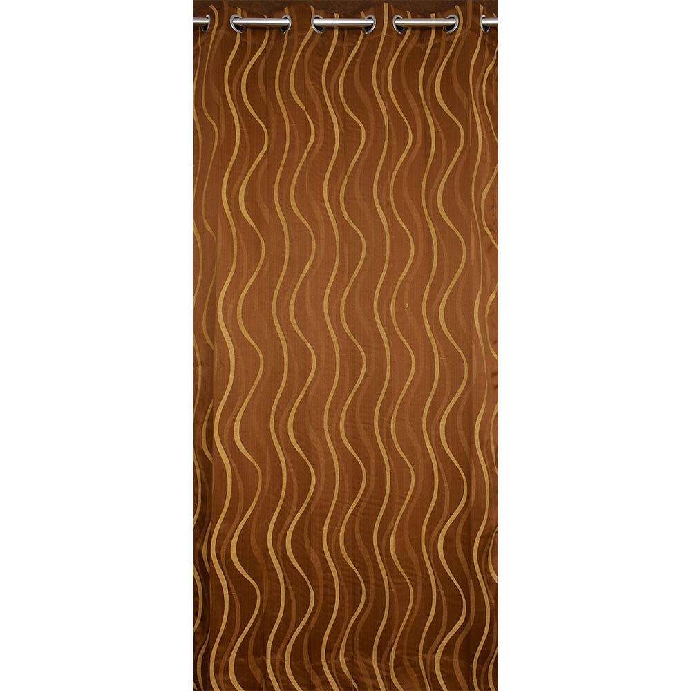 Curtain, (Presto) ICMMC13_LD2, Brown Color Geometrical Long Door curtain Set of 2 (44 X 108 inches), Curtain-VT-16012-44X108 inches