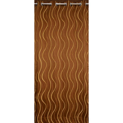 Curtain, (Presto) ICMMC13_W2, Brown Color Geometrical Window curtain Set of 2 (44 X 60 inches), Curtain-VT-16012-44X60 inches