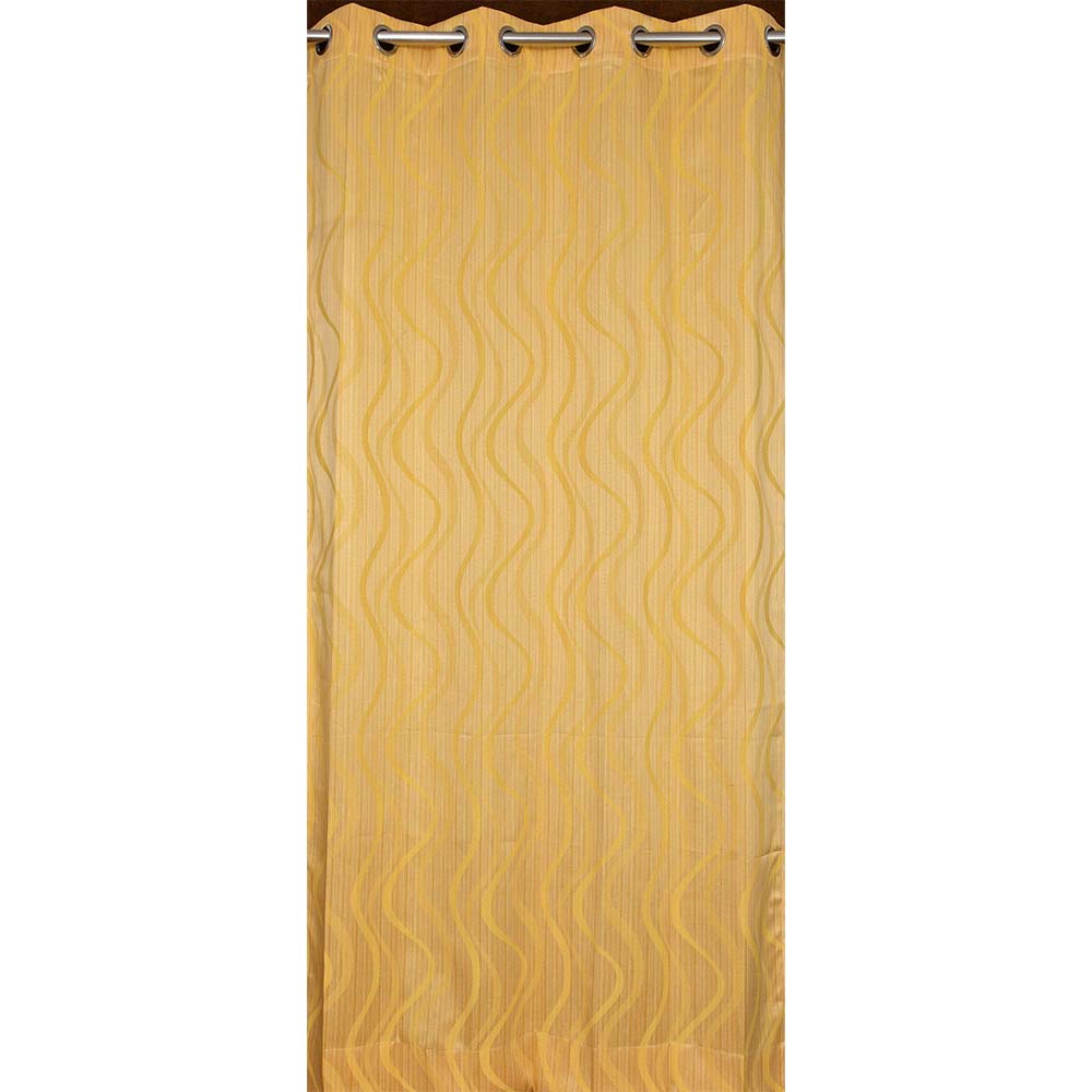 Curtain, (Presto) ICMMC15_LD2, Light Gold Color Geometrical Long Door curtain Set of 2 (44 X 108 inches), Curtain-VT-16014-44X108 inches