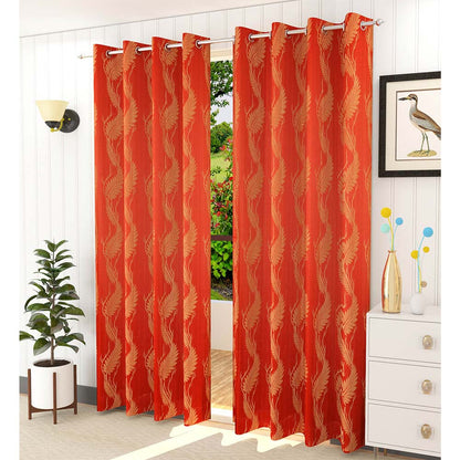 Curtain, (Presto) ICMMC21_LD2, Red Color Floral Long Door curtain Set of 2 (44 X 108 inches), Curtain-VT-16015-44X108 inches