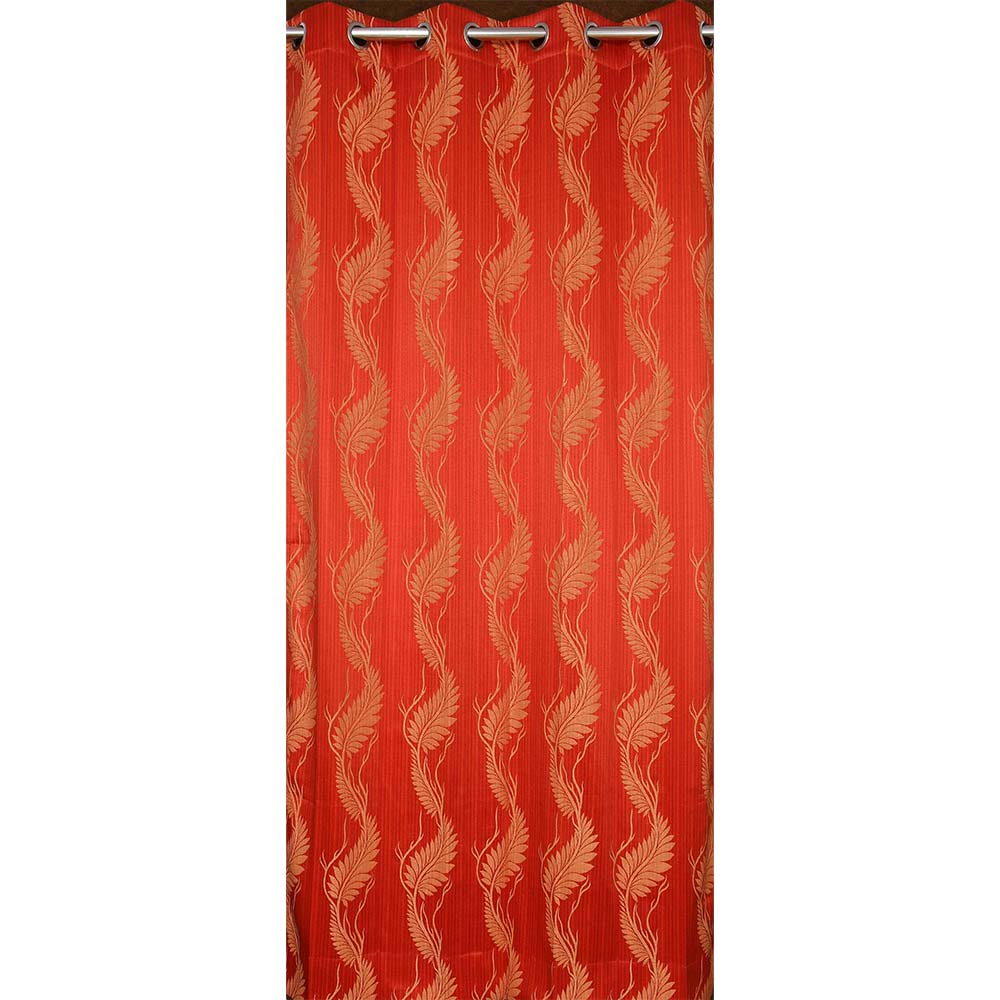 Curtain, (Presto) ICMMC21_LD2, Red Color Floral Long Door curtain Set of 2 (44 X 108 inches), Curtain-VT-16015-44X108 inches