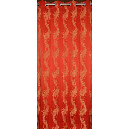 Curtain, (Presto) ICMMC21_LD2, Red Color Floral Long Door curtain Set of 2 (44 X 108 inches), Curtain-VT-16015-44X108 inches