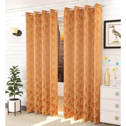 Curtain, (Presto) ICMMC32_LD2, Dark Gold Color Abstract Long Door curtain Set of 2 (44 X 108 inches), Curtain-VT-16017-44X108 inches