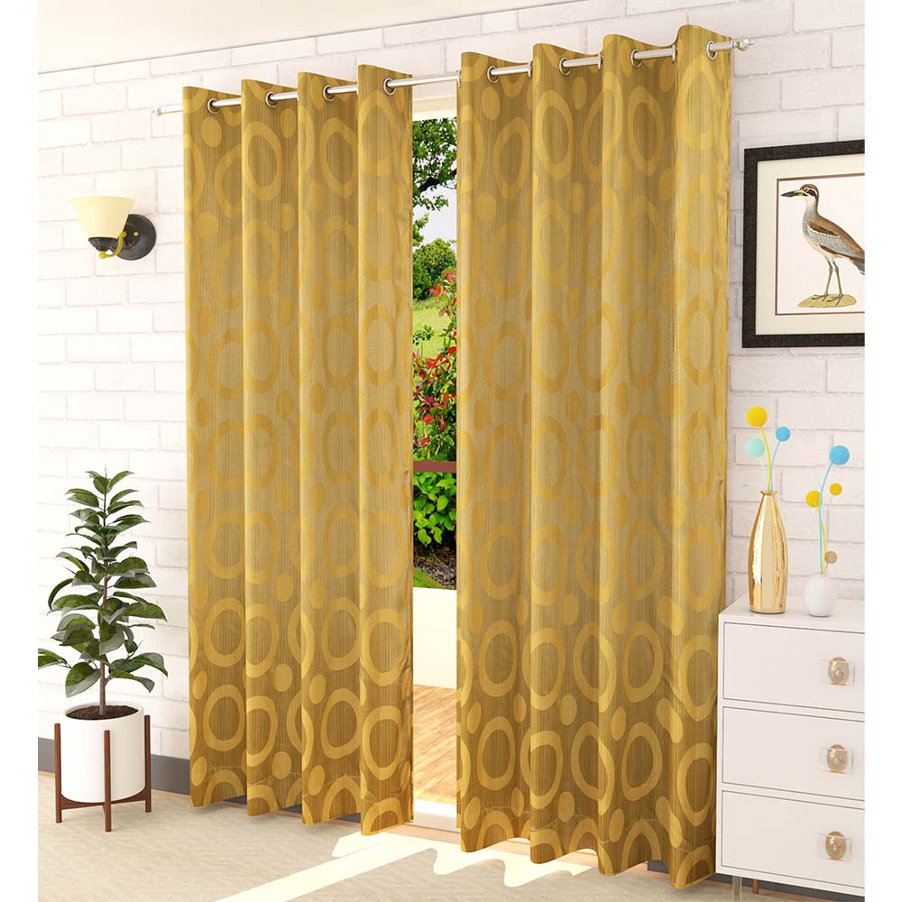 Curtain, (Presto) ICMMC44_LD2, Green Color Geometrical Long Door curtain Set of 2 (44 X 108 inches), Curtain-VT-16021-44X108 inches