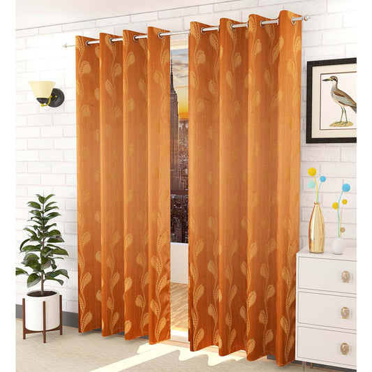 Curtain, (Presto) ICMMC52_LD2, Dark Gold Color Abstract Long Door curtain Set of 2 (44 X 108 inches), Curtain-VT-16024-44X108 inches