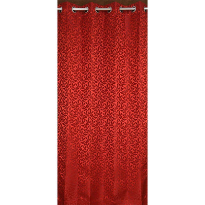 Curtain, (Presto) ICMML1721_LD2, Red Color Floral Long Door curtain Set of 2 (44 X 108 inches), Curtain-VT-16026-44X108 inches