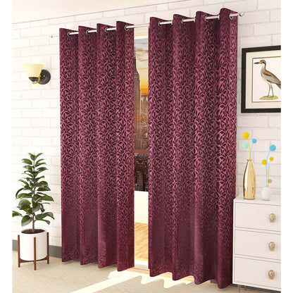 Curtain, (Presto) ICMML1727_W2, Purple Color Floral Window curtain Set of 2, Curtain-VT16031-44X60 inches