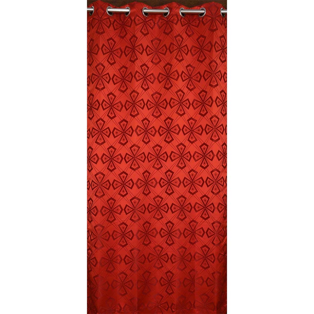 Curtain, (Presto) ICMML1731_LD2, Red Color Abstract Long Door curtain Set of 2, Curtain-VT16034-44X108 inches