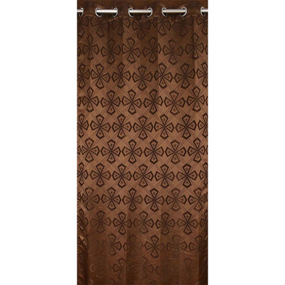 Curtain, (Presto) ICMML1732_LD2, Brown Color Abstract Long Door curtain Set of 2, Curtain-VT16035-44X108 inches