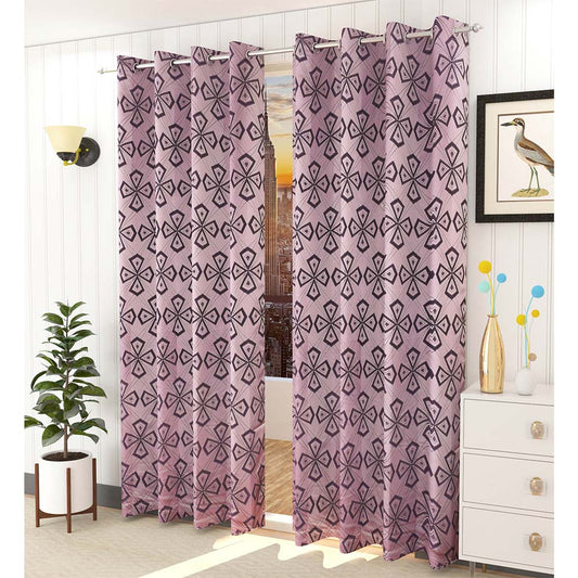 Curtain, (Presto) ICMML1734_LD2, Pink Color Abstract Long Door curtain Set of 2, Curtain-VT16036-44X108 inches