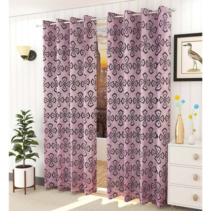 Curtain, (Presto) ICMML1734_W2, Pink Color Abstract Window curtain Set of 2, Curtain-VT16036-44X60 inches