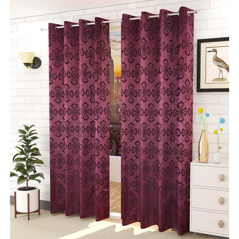 Curtain, (Presto) ICMML1737_LD2, Purple Color Abstract Long Door curtain Set of 2, Curtain-VT16039-44X108 inches