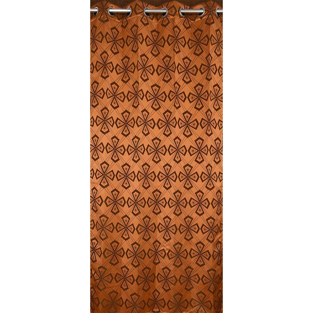 Curtain, (Presto) ICMML1738_D2, Brown Color Abstract Door curtain Set of 2, Curtain-VT16040-44X84 inches