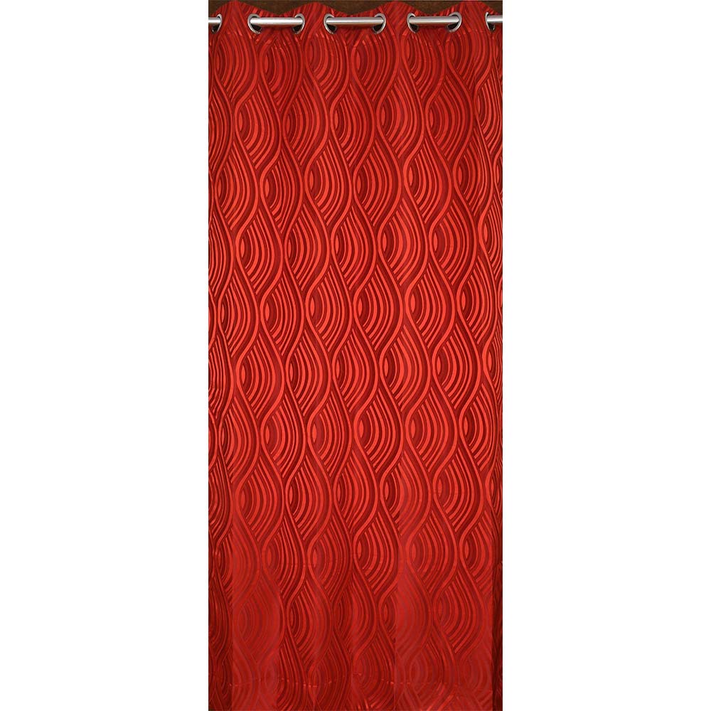 Curtain, (Presto) ICMML1741_LD2, Red Color Abstract Long Door curtain Set of 2, Curtain-VT16042-44X108 inches