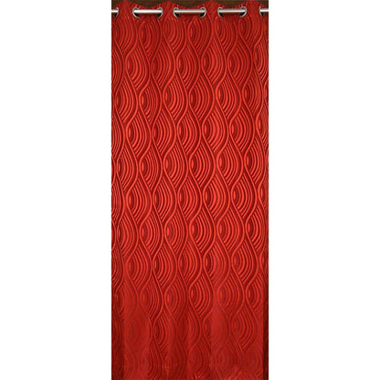 Curtain, (Presto) ICMML1741_W2, Red Color Abstract Window curtain Set of 2, Curtain-VT16042-44X60 inches