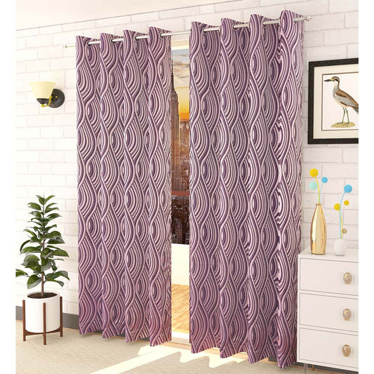 Curtain, (Presto) ICMML1744_LD2, Pink  Color Abstract Long Door curtain Set of 2, Curtain-VT16045-44X108 inches