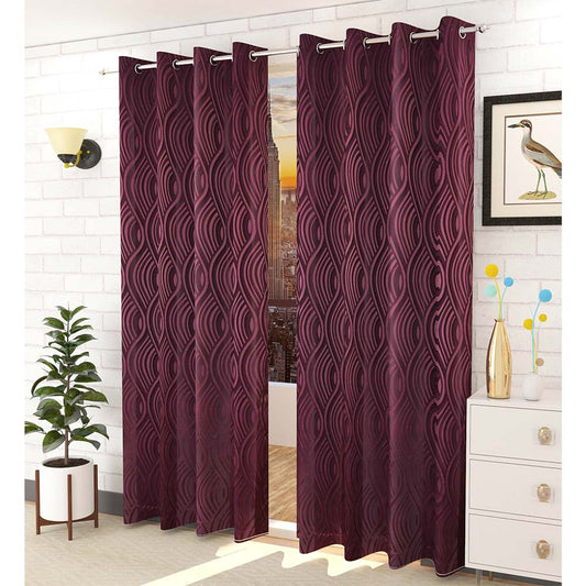 Curtain, (Presto) ICMML1747_LD2, Purple  Color Abstract Long Door curtain Set of 2, Curtain-VT16048-44X108 inches