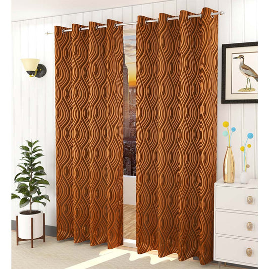 Curtain, (Presto) ICMML1748_D2, Brown Color Abstract Door curtain Set of 2, Curtain-VT16049-44X84 inches