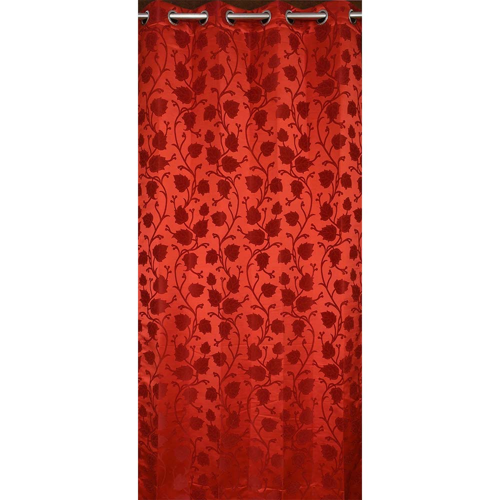 Curtain, (Presto) ICMML1751_W2, Red Color Floral Window curtain Set of 2, Curtain-VT16051-44X60 inches