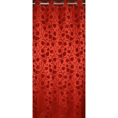 Curtain, (Presto) ICMML1751_W2, Red Color Floral Window curtain Set of 2, Curtain-VT16051-44X60 inches