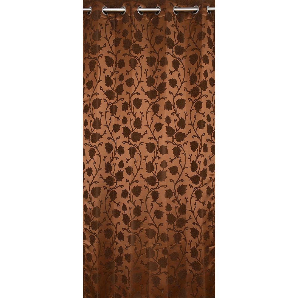 Curtain, (Presto) ICMML1752_W2, Brown Color Floral Window curtain Set of 2, Curtain-VT16052-44X60 inches