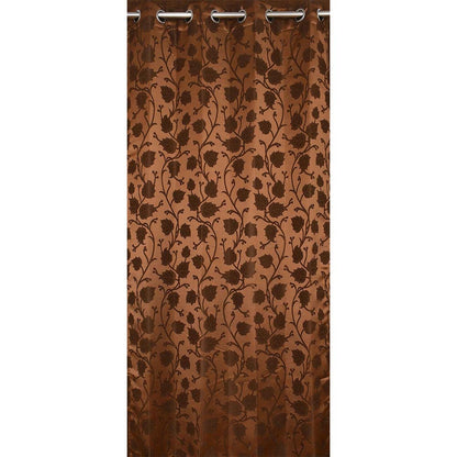 Curtain, (Presto) ICMML1752_LD2, Brown Color Floral Long Door curtain Set of 2, Curtain-VT16052-44X108 inches