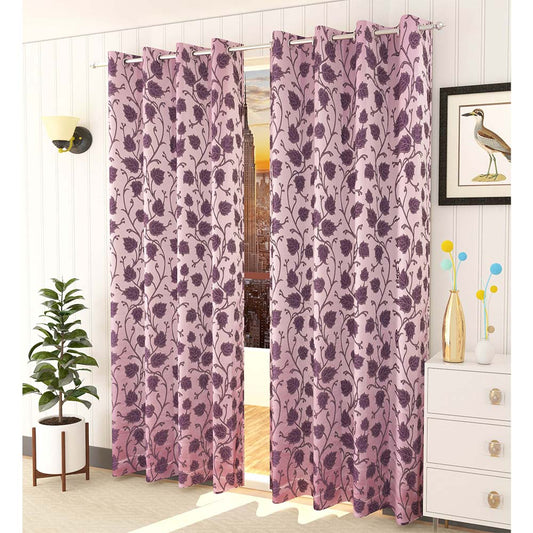 Curtain, (Presto) ICMML1754_W2, Pink Color Floral Window curtain Set of 2, Curtain-VT16053-44X60 inches