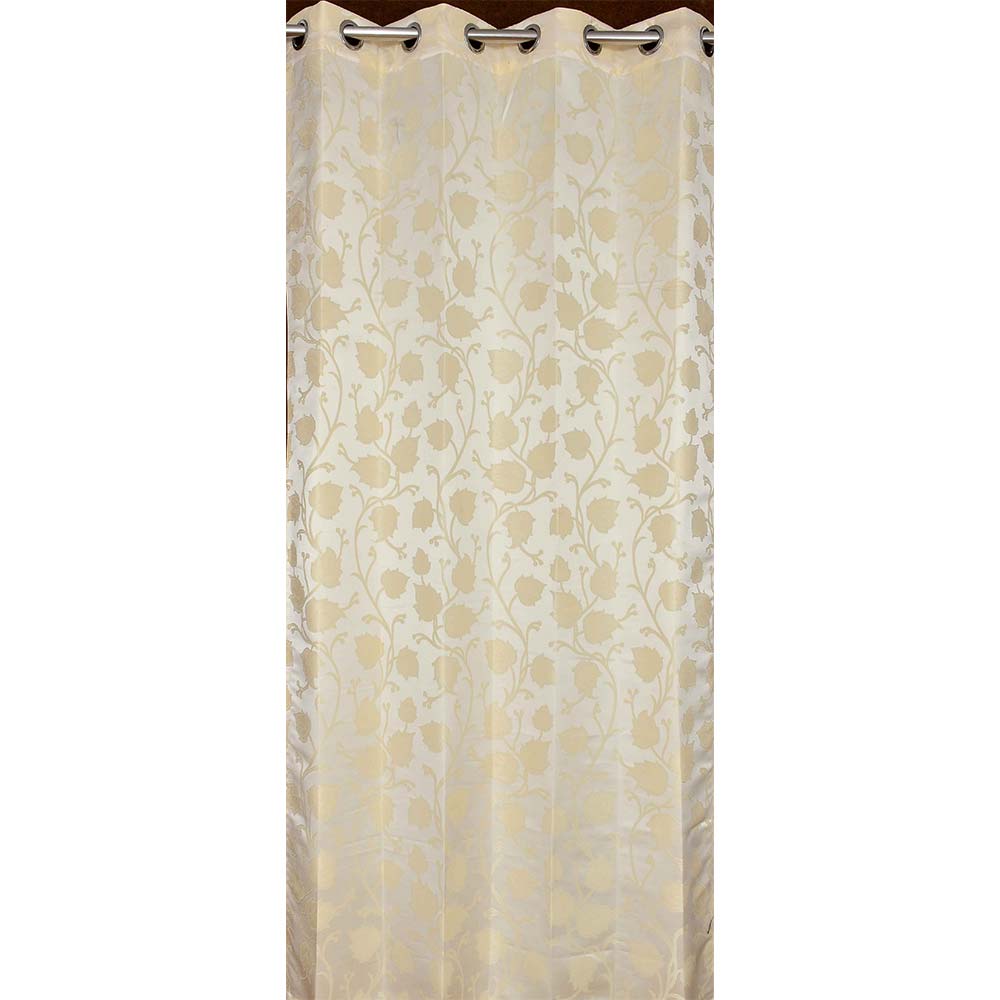 Curtain, (Presto) ICMML1756_LD2,  Cream Color Floral Long Door curtain Set of 2, 44 X 108 inches, Curtain-VT16054-44X108 inches