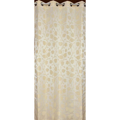 Curtain, (Presto) ICMML1756_W2, Cream Color Floral Window curtain Set of 2, 44 X 60 inches, Curtain-VT16054-44X60 inches