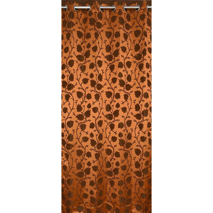 Curtain, (Presto) ICMML1758_LD2,  Brown Color Floral Long Door curtain Set of 2, 44 X 108 inches, Curtain-VT16056-44X108 inches