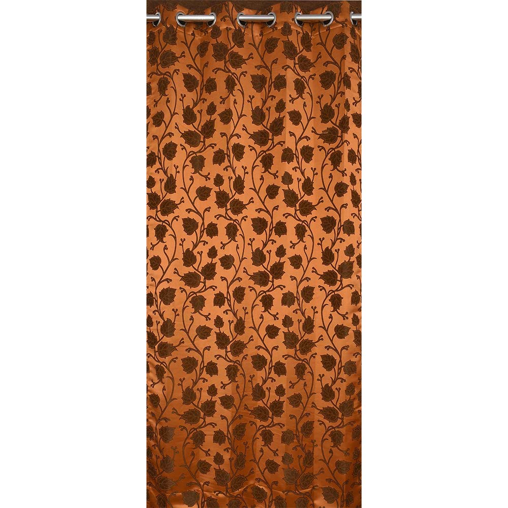 Curtain, (Presto) ICMML1758_D2, Brown Color Floral Door curtain Set of 2, 44 X 84 inches, Curtain-VT16056-44X84 inches