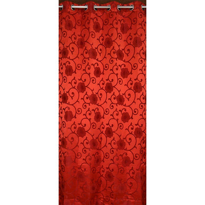 Curtain, (Presto) ICMML1761_LD2,  Red Color Floral Long Door curtain Set of 2, 44 X 108 inches, Curtain-VT16058-44X108 inches