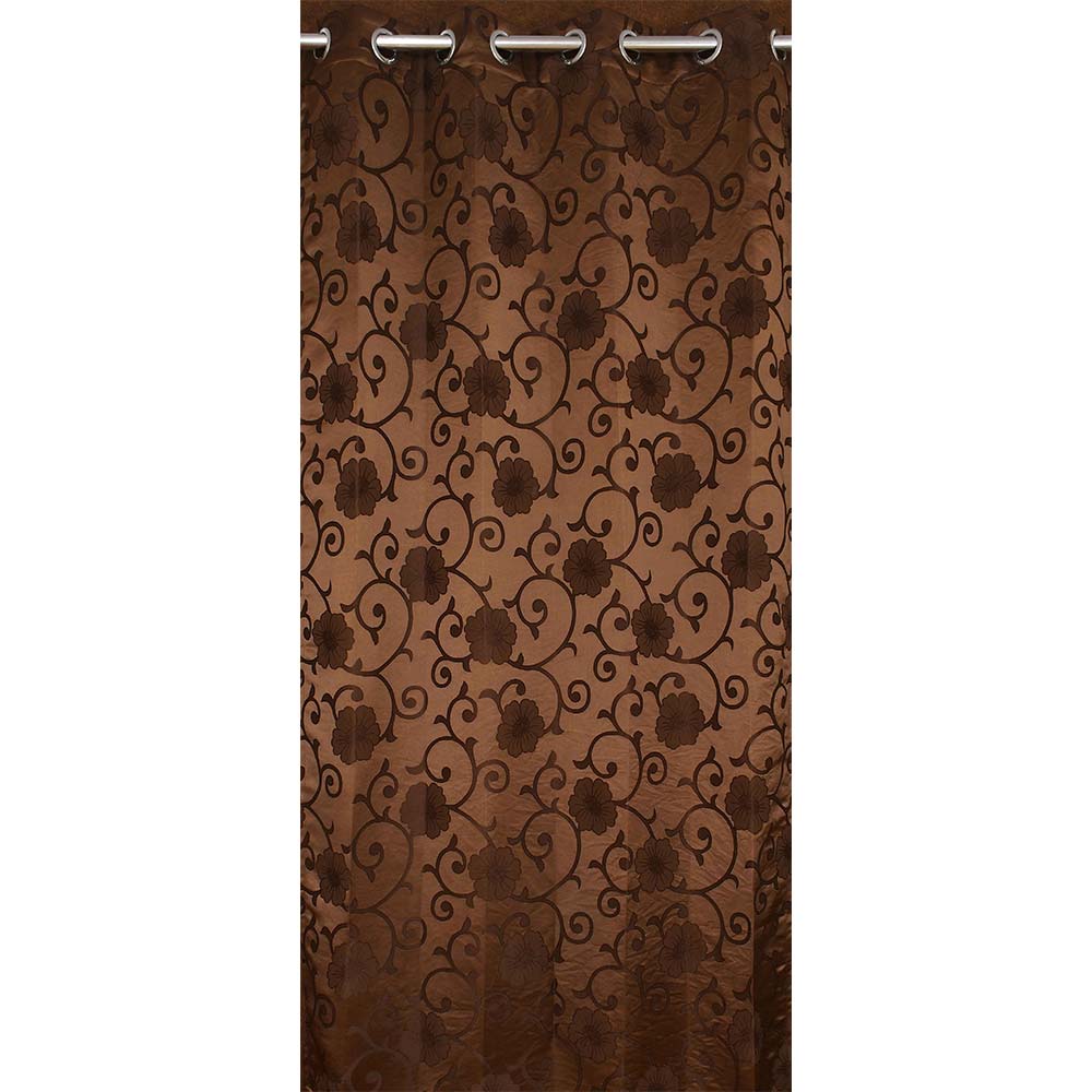 Curtain, (Presto) ICMML1762_LD2,  Brown Color Floral Long Door curtain Set of 2, 44 X 108 inches, Curtain-VT16059-44X108 inches