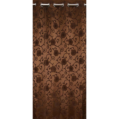 Curtain, (Presto) ICMML1762_D2, Brown Color Floral Door curtain Set of 2, 44 X 84 inches, Curtain-VT16059