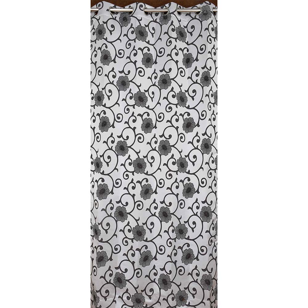 Curtain, (Presto) ICMML1765_D2, Grey Color Floral Door curtain Set of 2, 44 X 84 inches, Curtain-VT16062