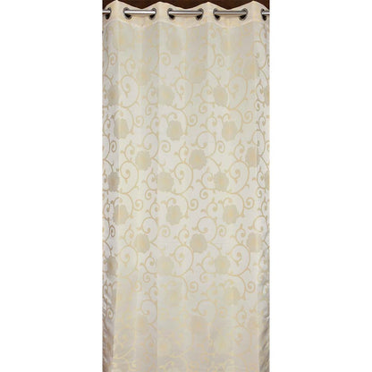 Curtain, (Presto) ICMML1766_D2,  Cream Color Floral Door curtain Set of 2, 44 X 84 inches, Curtain-VT16063-44X84 inches