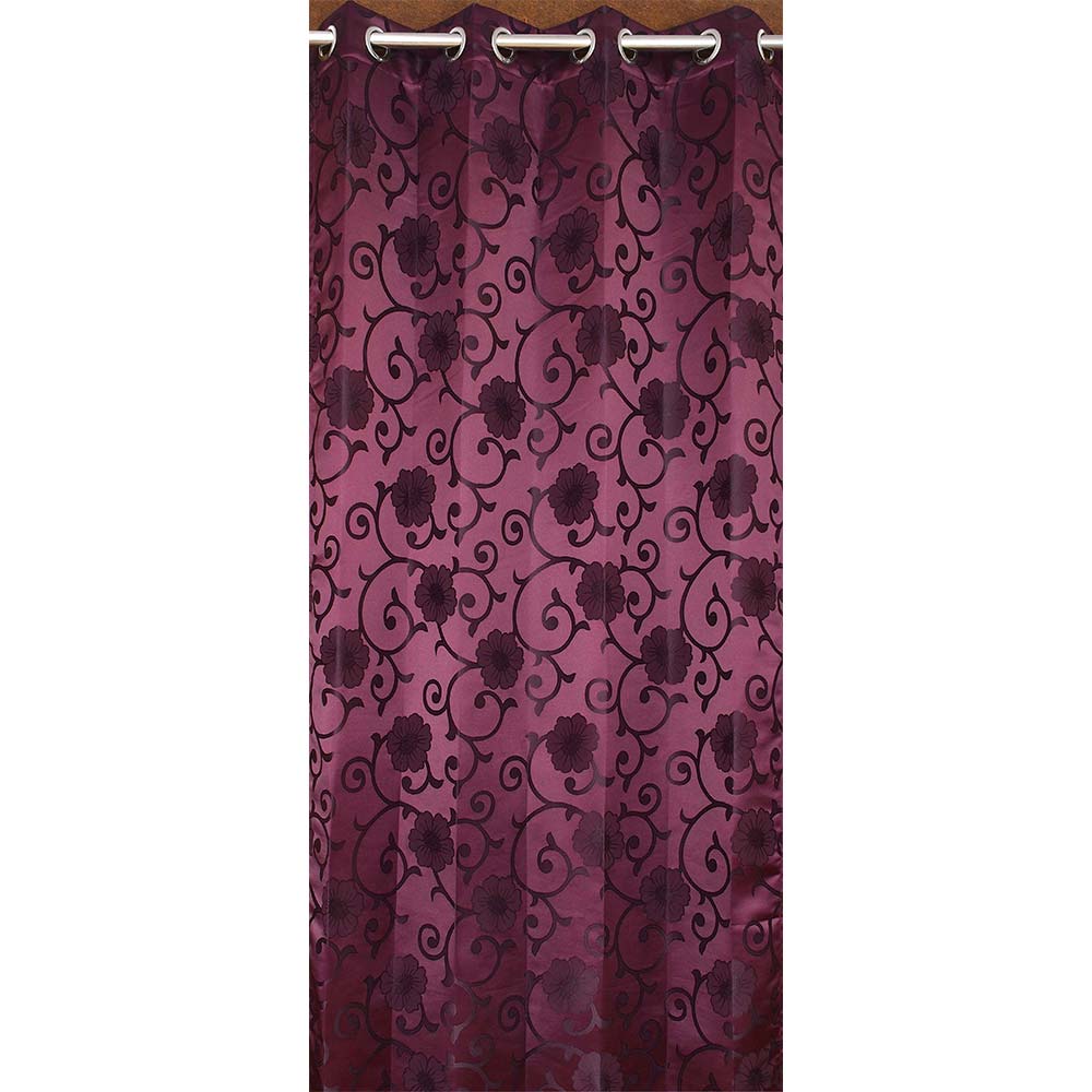 Curtain, (Presto) ICMML1767_LD2, Purple Color Floral Long Door curtain Set of 2, 44 X 108 inches, Curtain-VT16064-44X108 inches