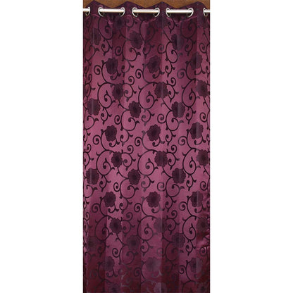 Curtain, (Presto) ICMML1767_LD2, Purple Color Floral Long Door curtain Set of 2, 44 X 108 inches, Curtain-VT16064-44X108 inches