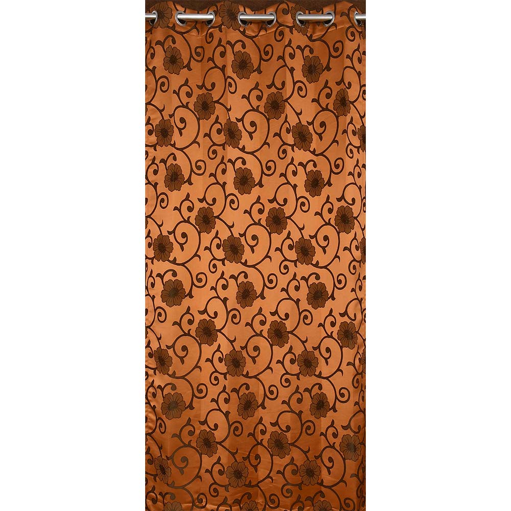 Curtain, (Presto) ICMML1768_LD2, Brown Color Floral Long Door curtain Set of 2, 44 X 108 inches, Curtain-VT16065-44X108 inches