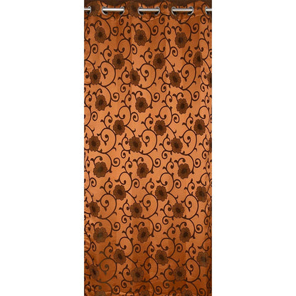 Curtain, (Presto) ICMML1768_LD2, Brown Color Floral Long Door curtain Set of 2, 44 X 108 inches, Curtain-VT16065-44X108 inches