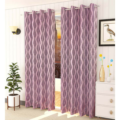 Curtain, (Presto) ICMML1774_LD2, Pink Color Abstract Long Door curtain Set of 2, Curtain-VT16070-44X108 inches