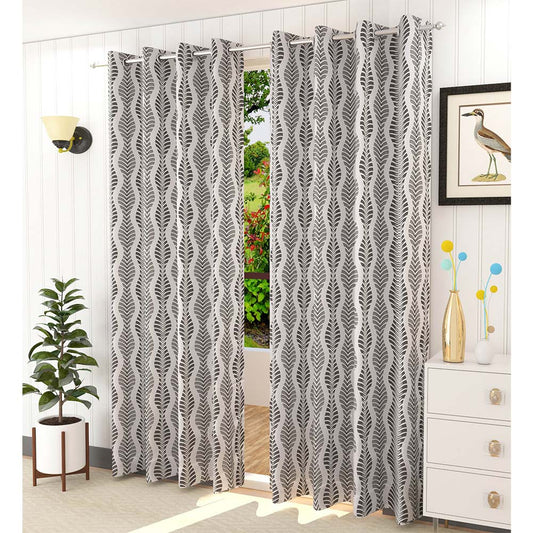 Curtain, (Presto) ICMML1775_LD2, Black Color Abstract Long Door curtain Set of 2, Curtain-VT16071-44X108 inches