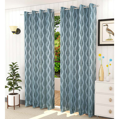 Curtain, (Presto) ICMML1779_LD2, Blue Color Abstract Long Door curtain Set of 2, Curtain-VT16075-44X108 inches