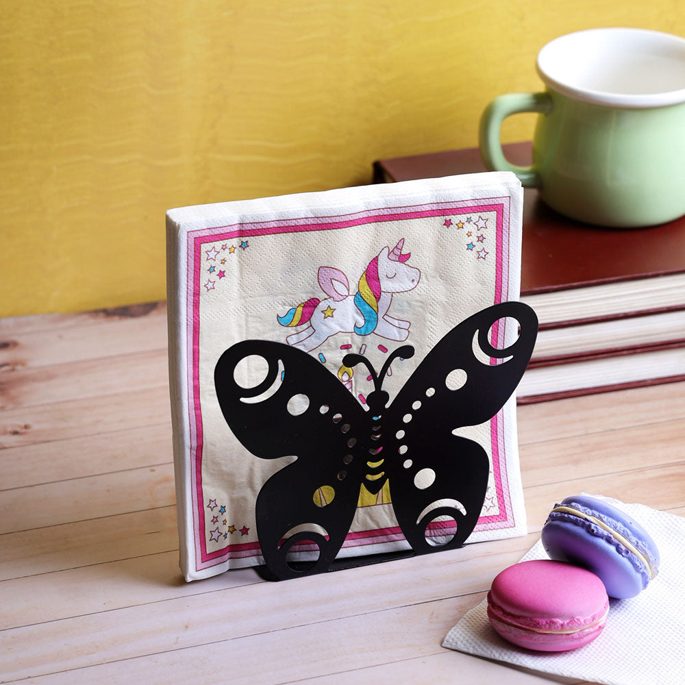 Tissue Holder, AVA-EN-06c(A Vintage Affair), Blooming Butterfly Napkin Organizer - Black, Tissue Holder - VT16085