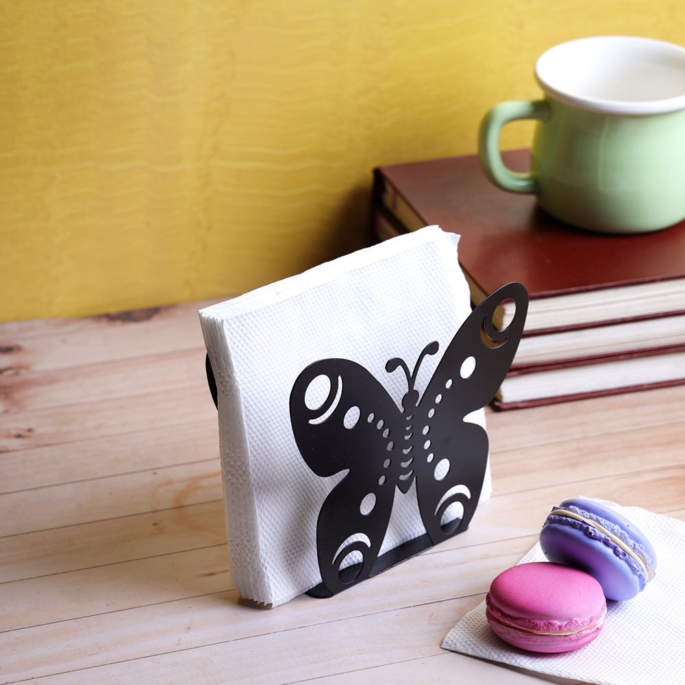 Tissue Holder, AVA-EN-06c(A Vintage Affair), Blooming Butterfly Napkin Organizer - Black, Tissue Holder - VT16085