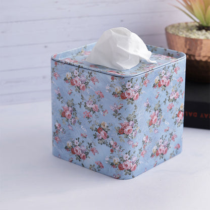 Tissue Box, AVA-SR2-28A(A Vintage Affair), Square Blue Floral Tissue Box, Tissue Box - VT16092