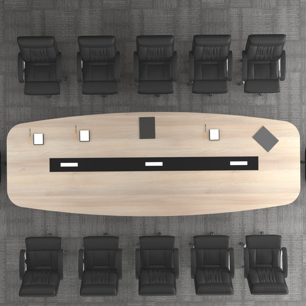 Meeting Table, Conference Table, Office Table, 3 Pop-up Box in Meeting Table (12 Seater), Meeting Table in Light Brown & Black Color, Meeting Table - VT17002