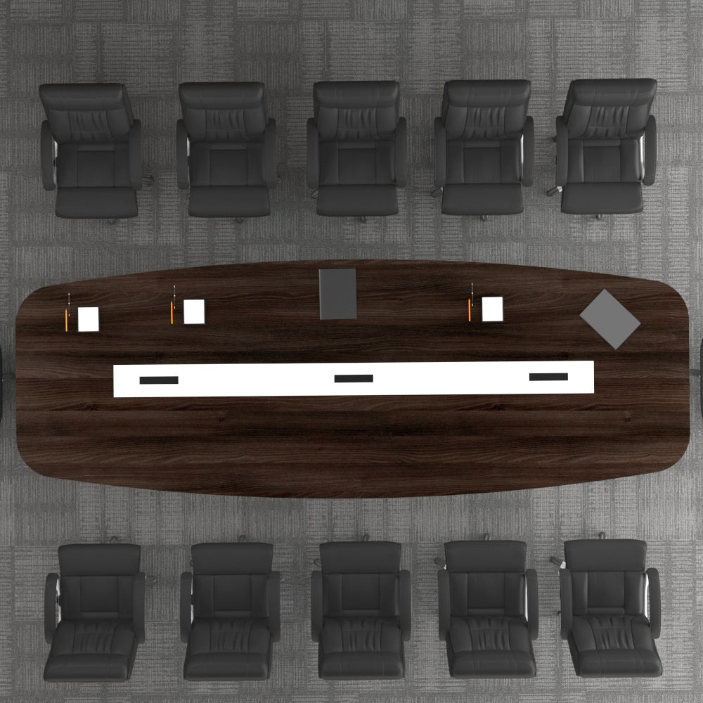 Meeting Table, Conference Table, Office Table, 3 Pop up box in Meeting Table (12 Seater), Meeting Table in Dark Brown & White Color, Meeting Table - VT17003