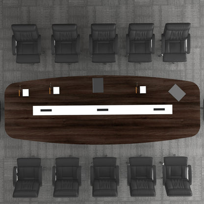 Meeting Table, Conference Table, Office Table, 3 Pop up box in Meeting Table (12 Seater), Meeting Table in Dark Brown & White Color, Meeting Table - VT17003